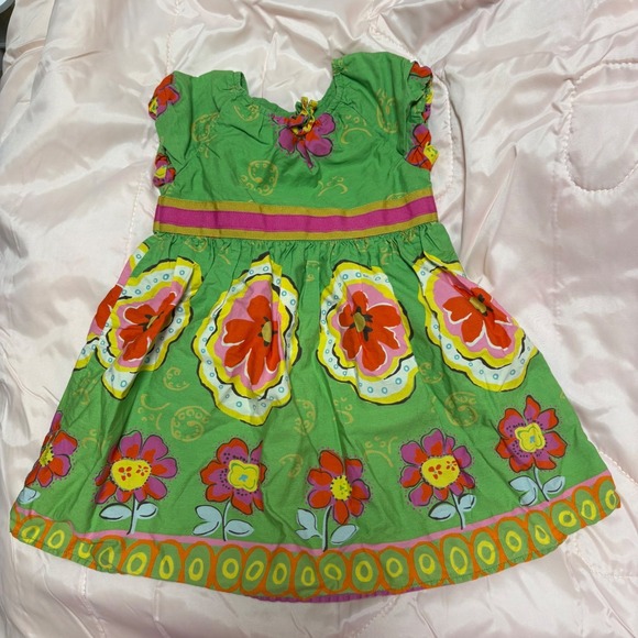 Genuine Kids OshKosh Floral Dress Green 18M Summer Spring Toddler Outfit - Picture 2 of 10